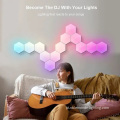 Wi -Fi Linkable RGBIC LEDA LIGADA LIGHTILHAS HEXAGON PAINEL